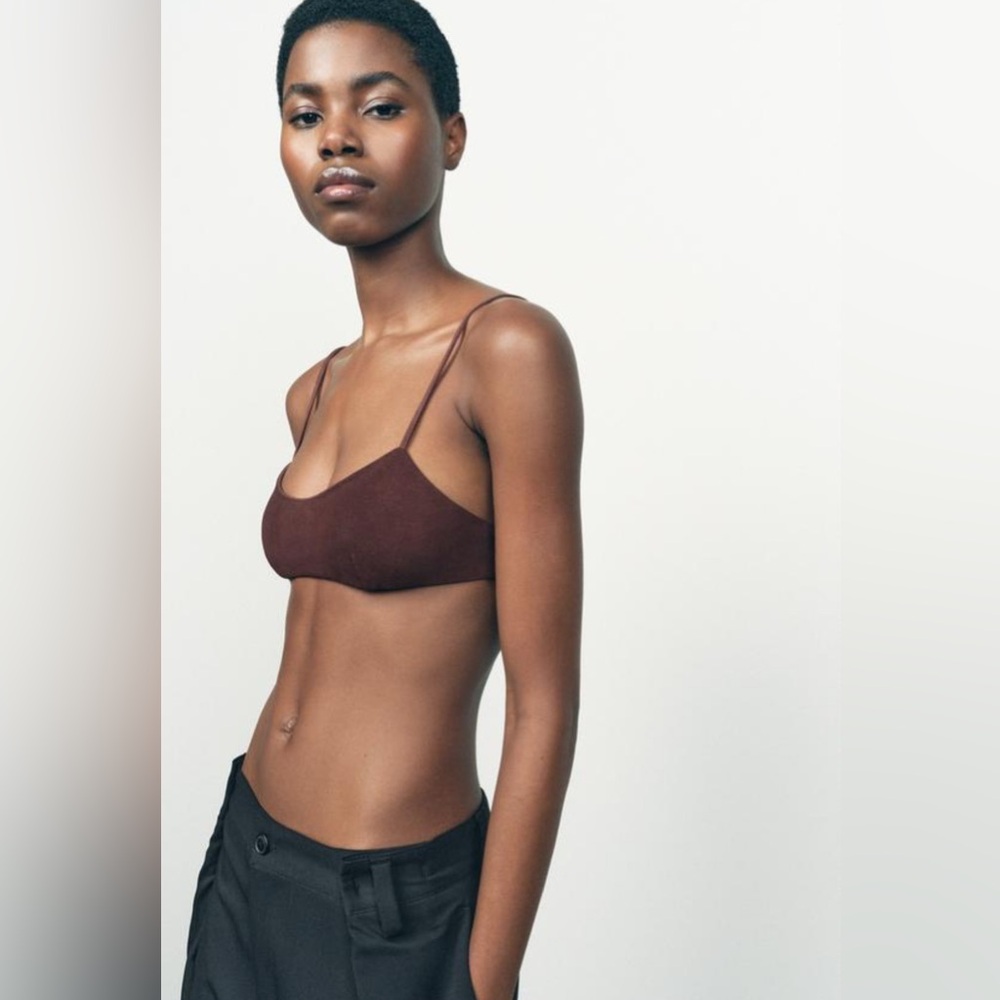 Zara ribbed Brown bralette
